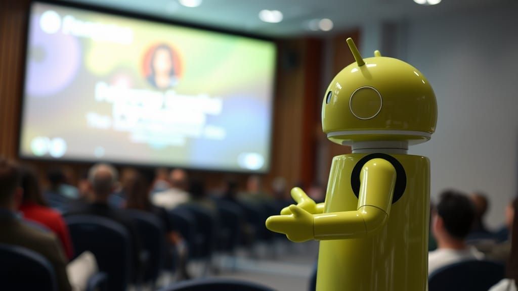 AI Generated Image of an Android Giving a Lecture