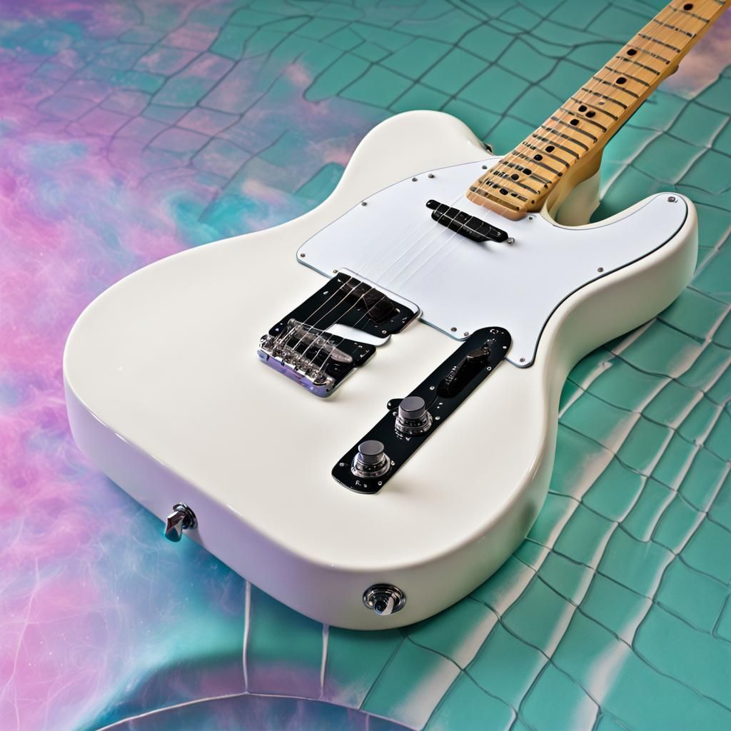 Vaporwave Style Olympic White Telecaster Guitar