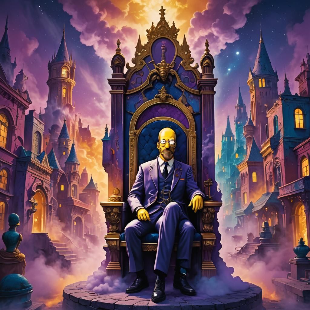 Homer Simpson as King in Surreal Pop Art