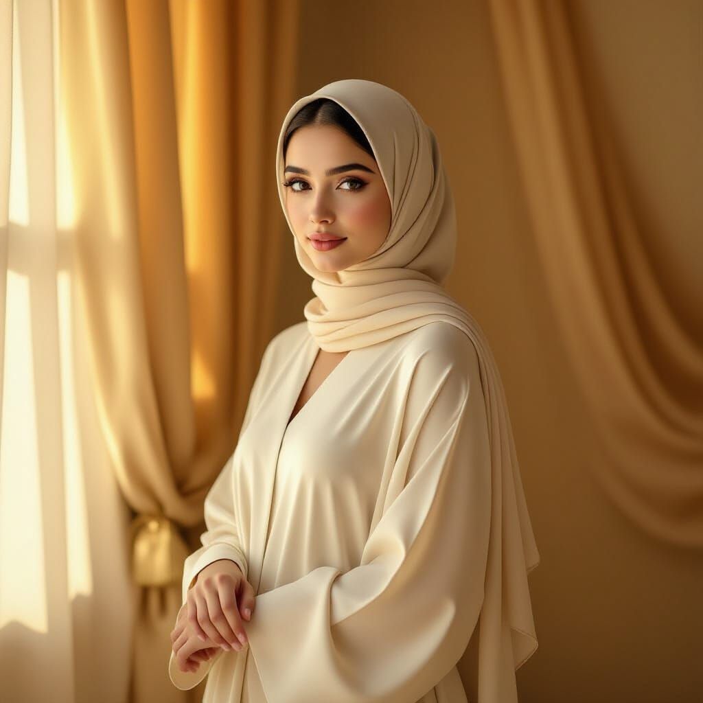 Elegant Woman in Modern Abaya, Photorealistic Style