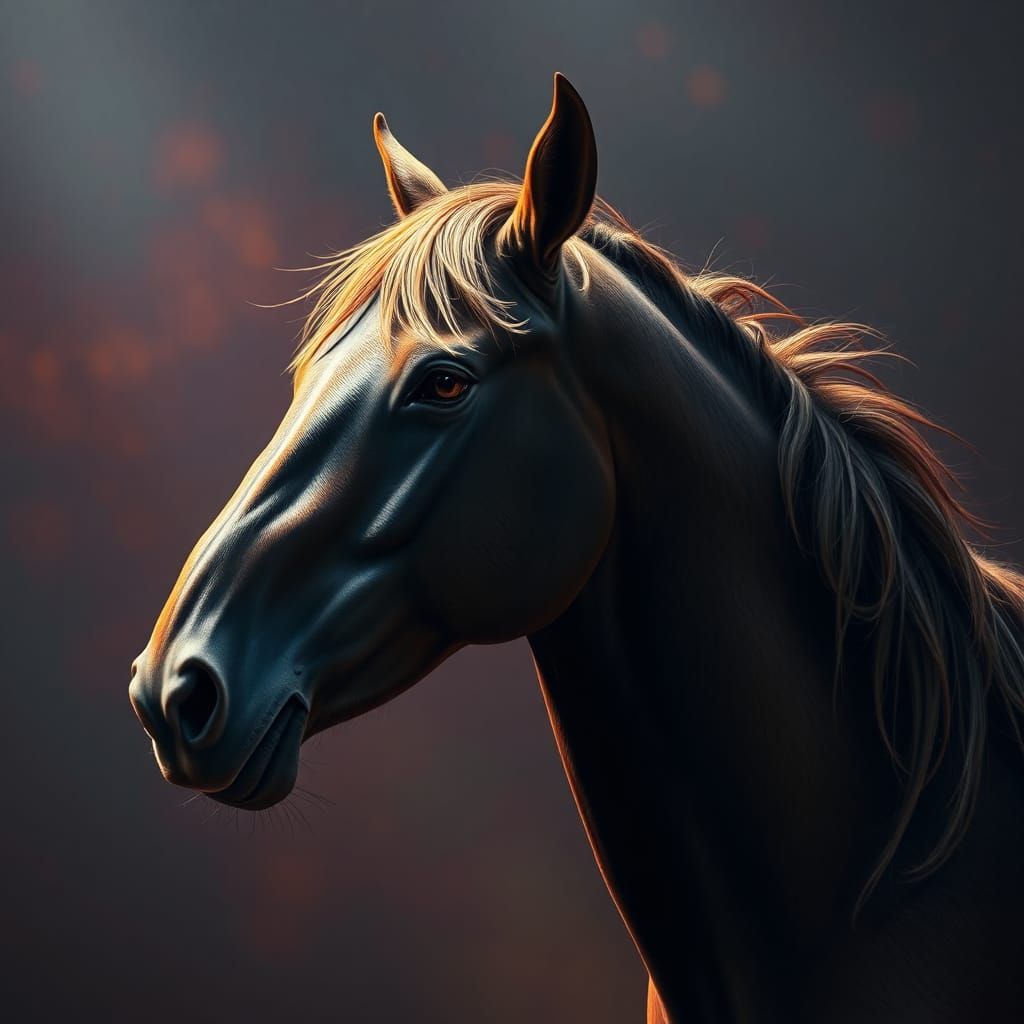 Hyperrealistic Horse in Dramatic Lighting