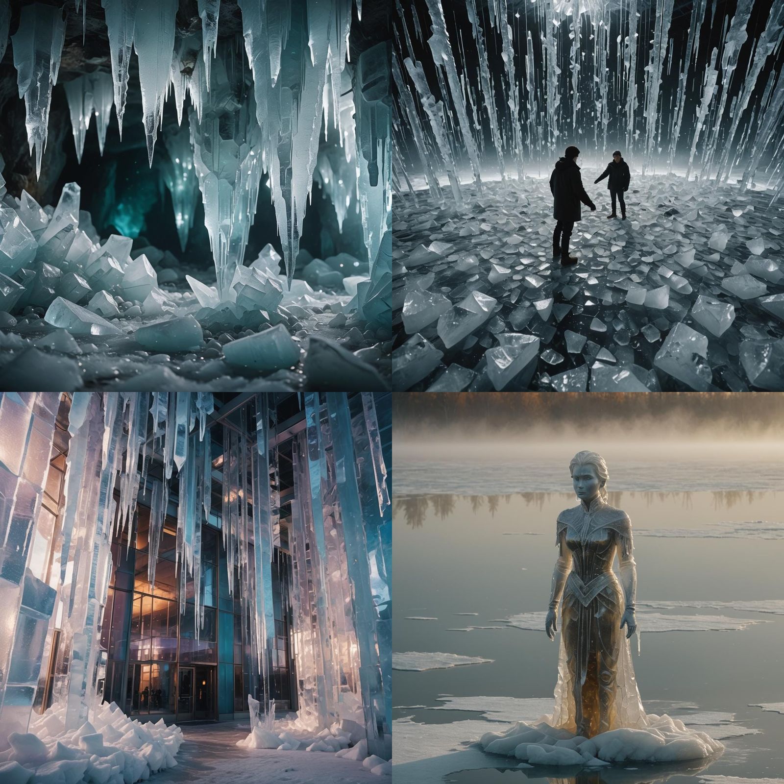 Dramatic Ice Installation in Cinematic Style