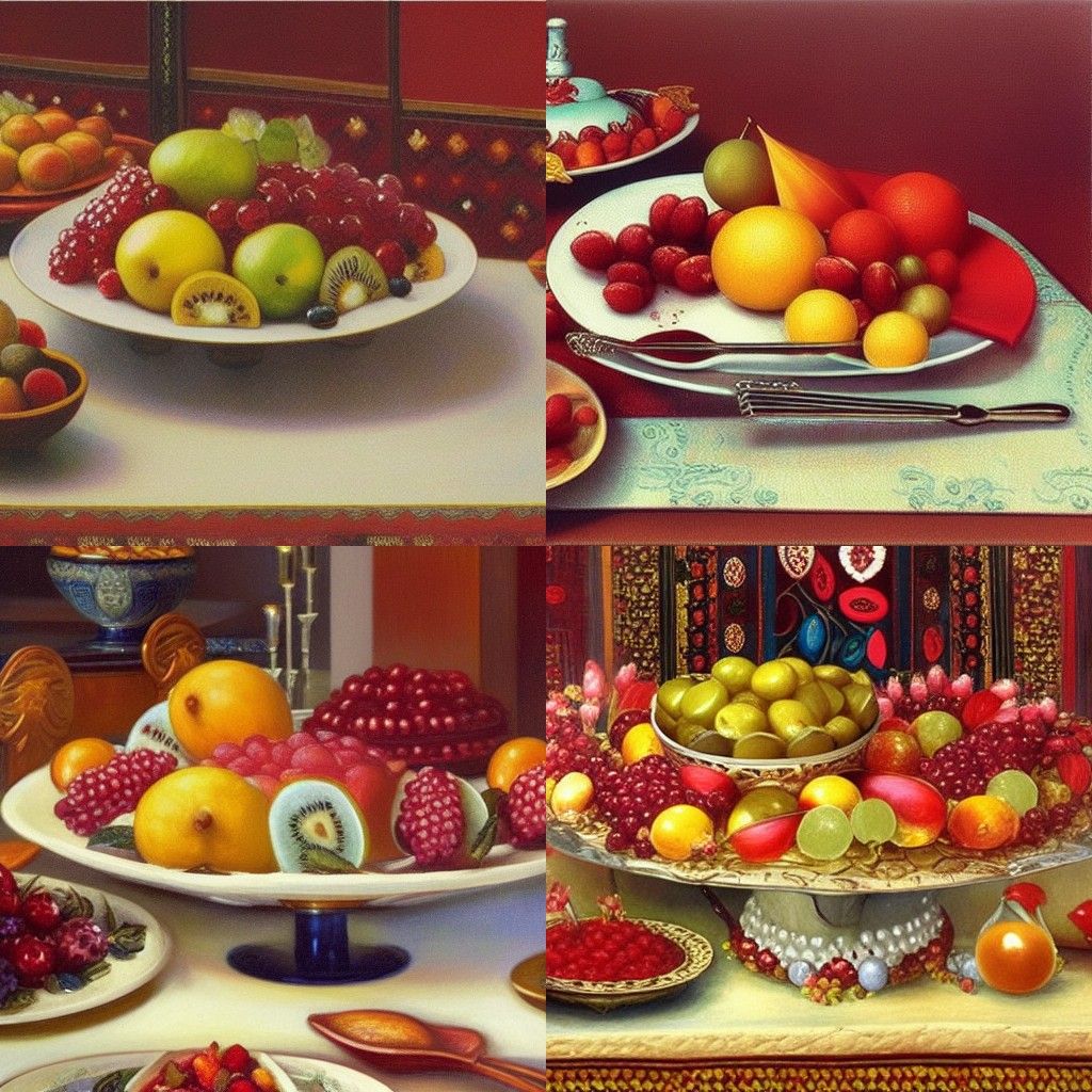 Photorealistic Turkish Fruit Platter Still Life