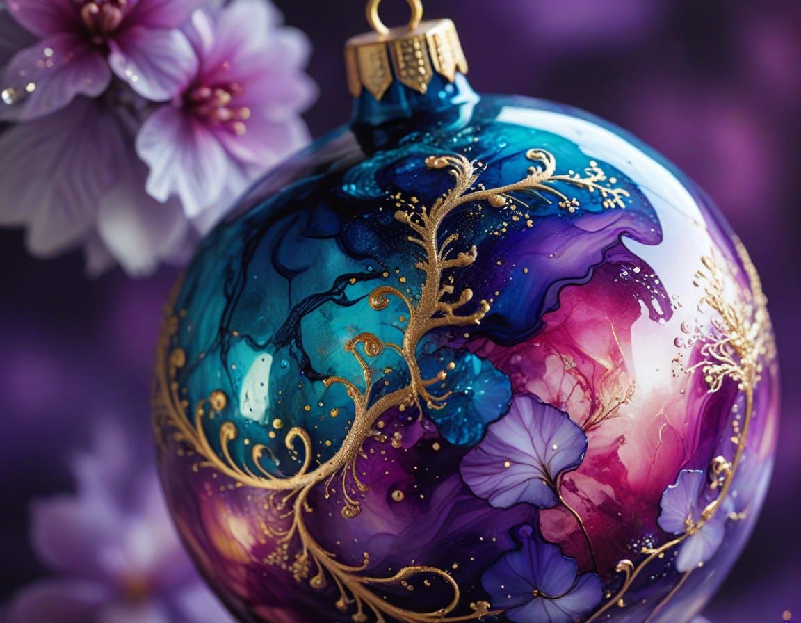 Alcohol Ink Christmas Bauble Art