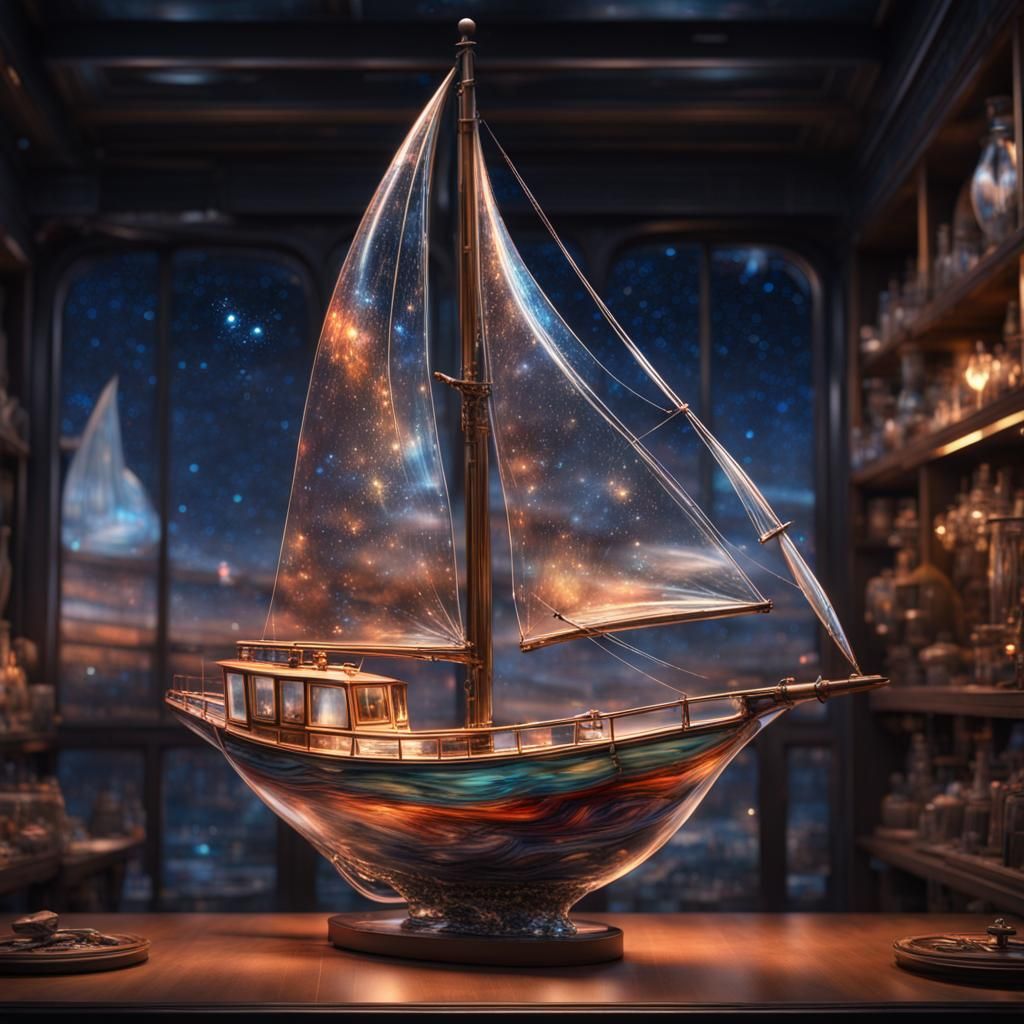 Blown glass sailboat