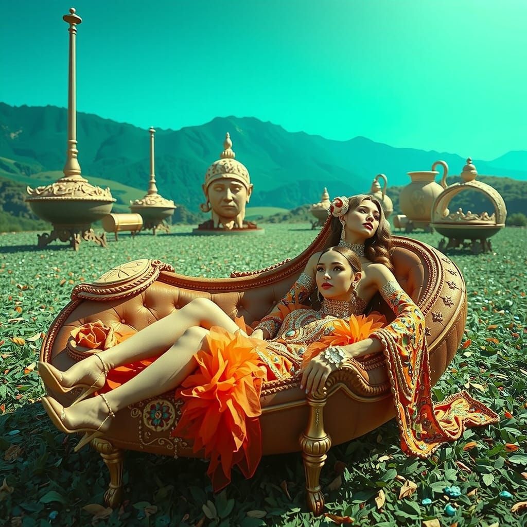 Opulent Woman in a Surreal Psychedelic Dreamscape