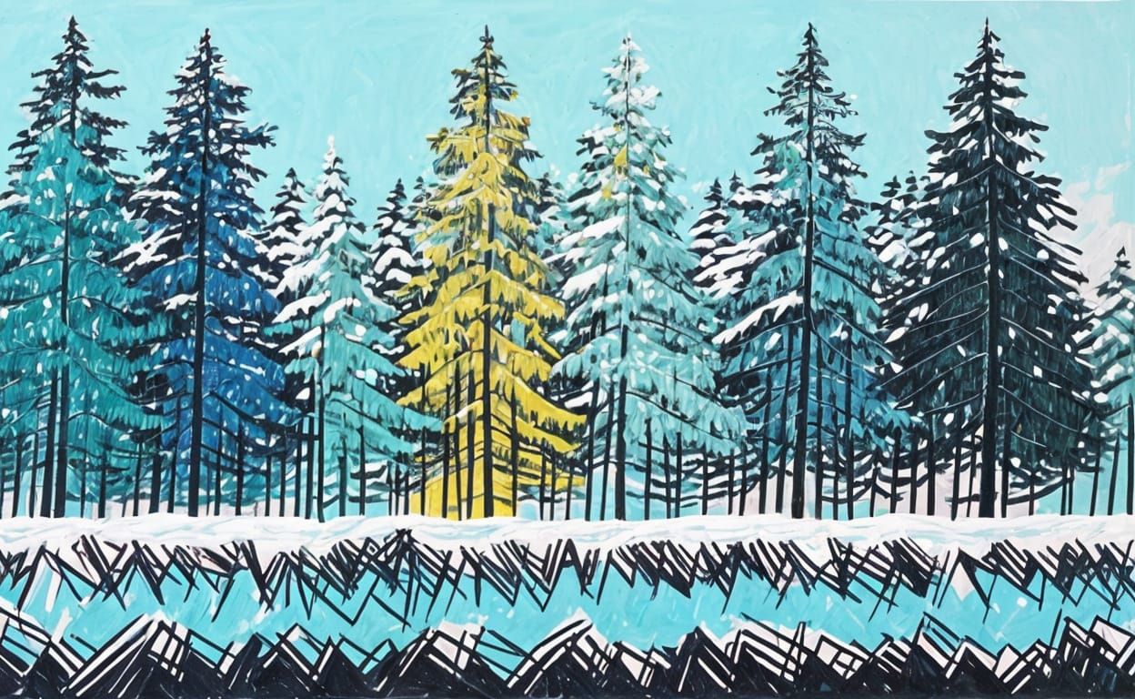 Winter Forest Colorfield Painting in Abstract Expressionism ...