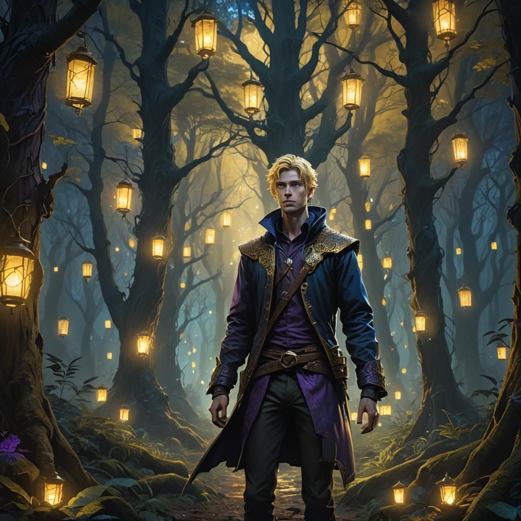 Mystical Forest: Anime Man in Dark Fantasy Art