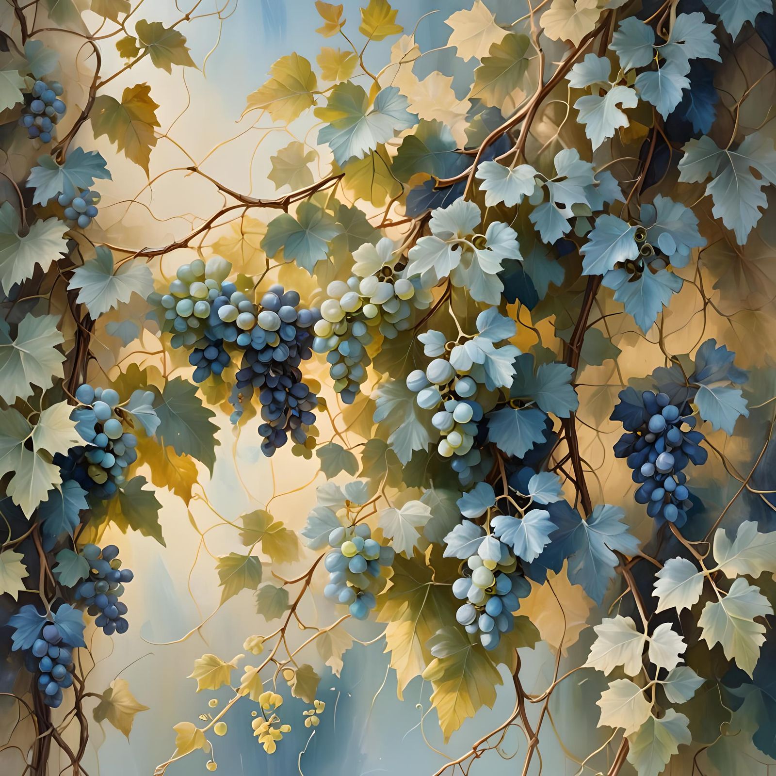 Faux Grape Vines in Heavenly Sunlight