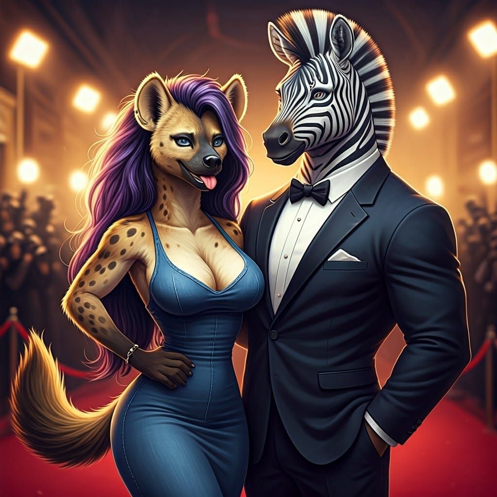 Red Carpet Glamour: Anthro She-Hyena Couple Steals the Show