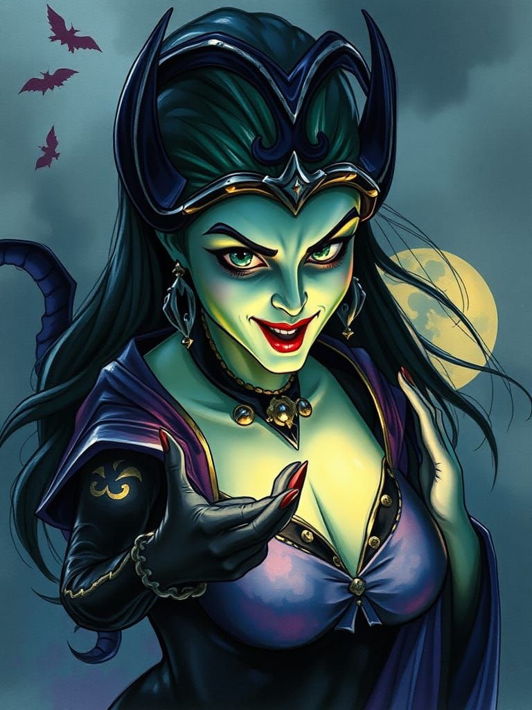 Dark Gothic Disney Watercolor Masterpiece: Ursula the Seawit...