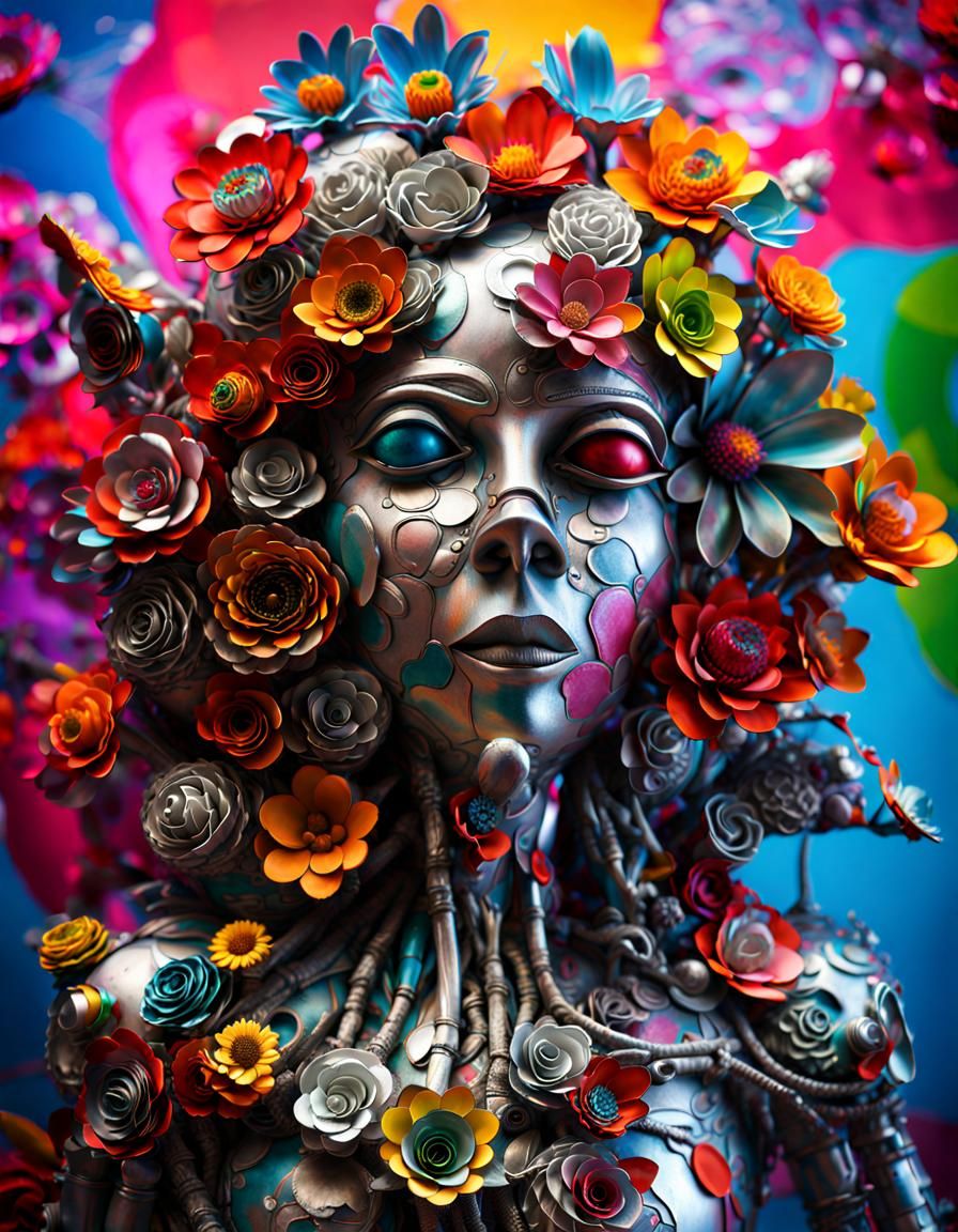 Aluminum Bouquet Sculpture in Visionary Art Style