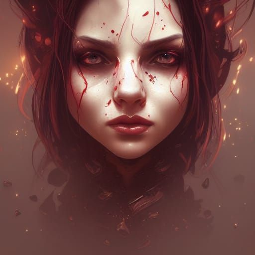 Charming Blood Witch Portrait in Hyperdetailed Style