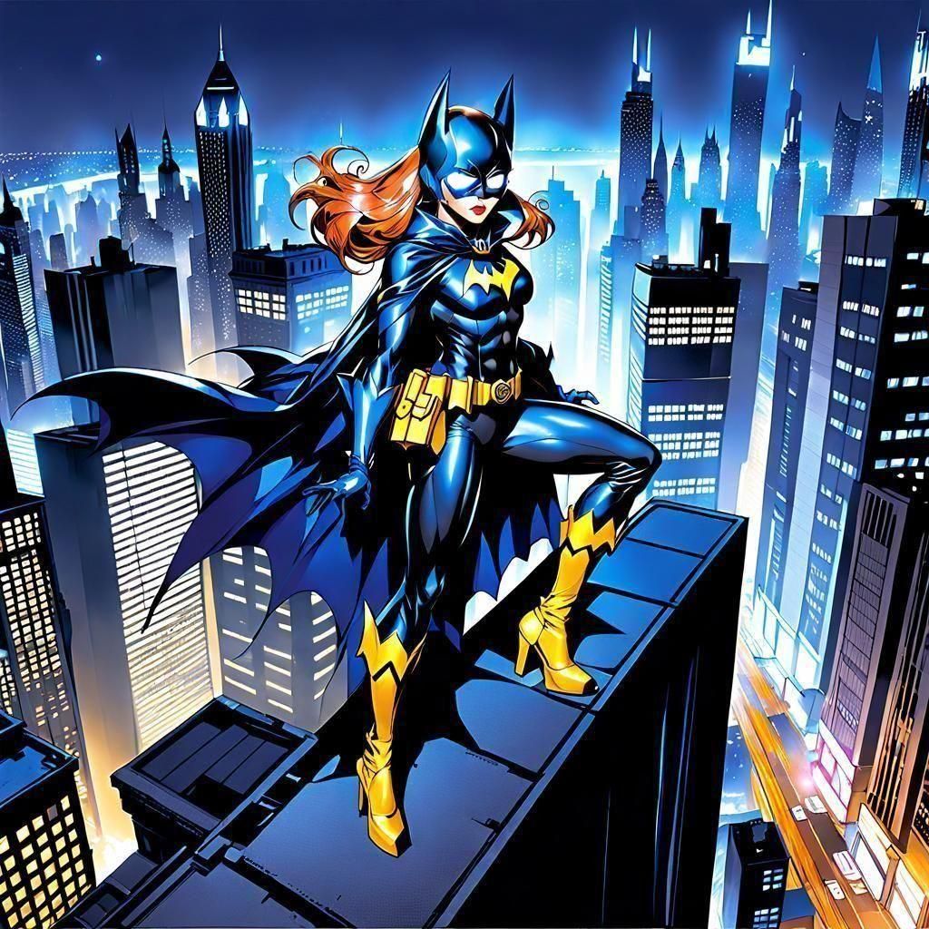 Batgirl in Hyperdetailed Manga Style