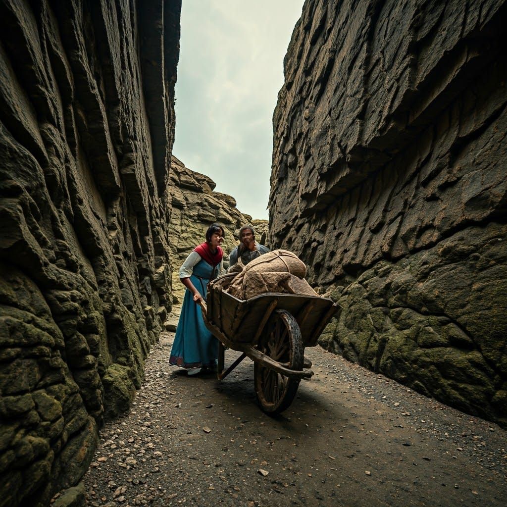 Medieval Couple Battles Cliffside Terrain