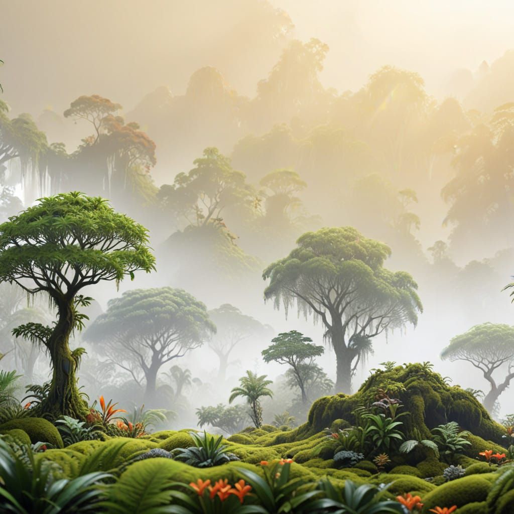 Lush Rainforest in a Verdant Triassic Era