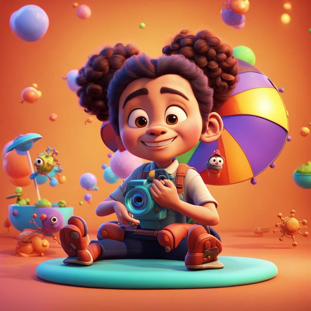 Pixar-Style 3D Character Render in Bright Colors