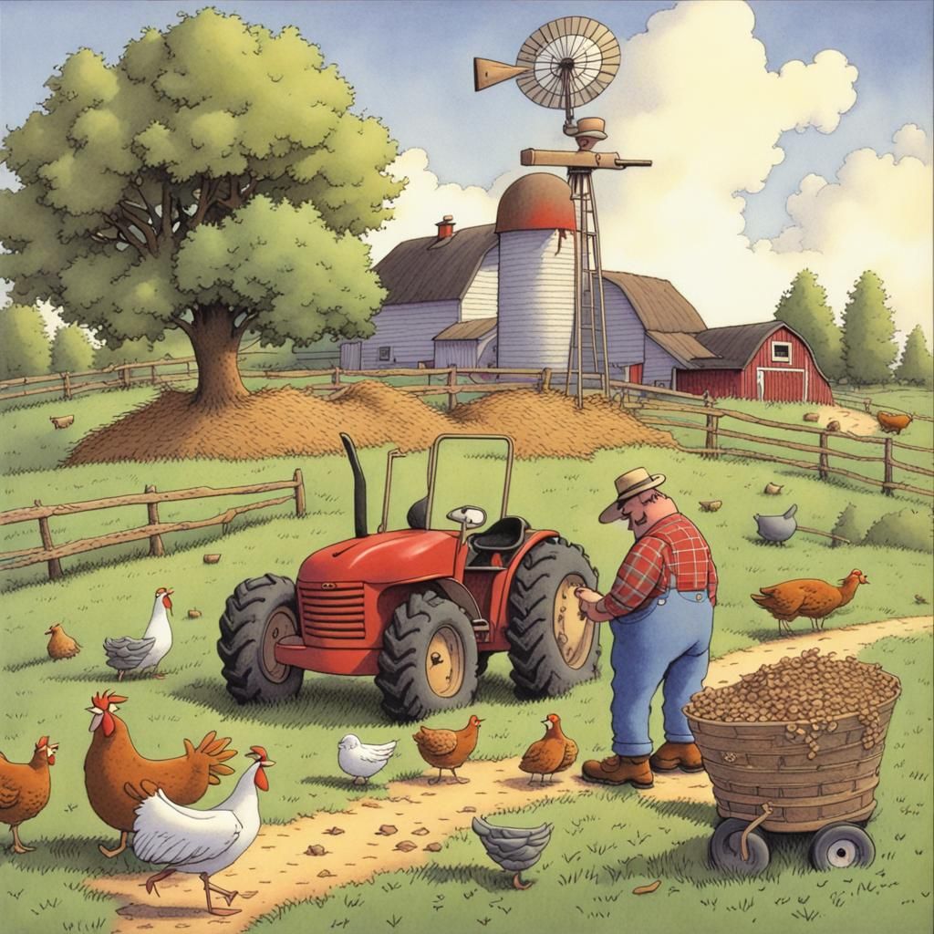 Humorous Farm Life Cartoon