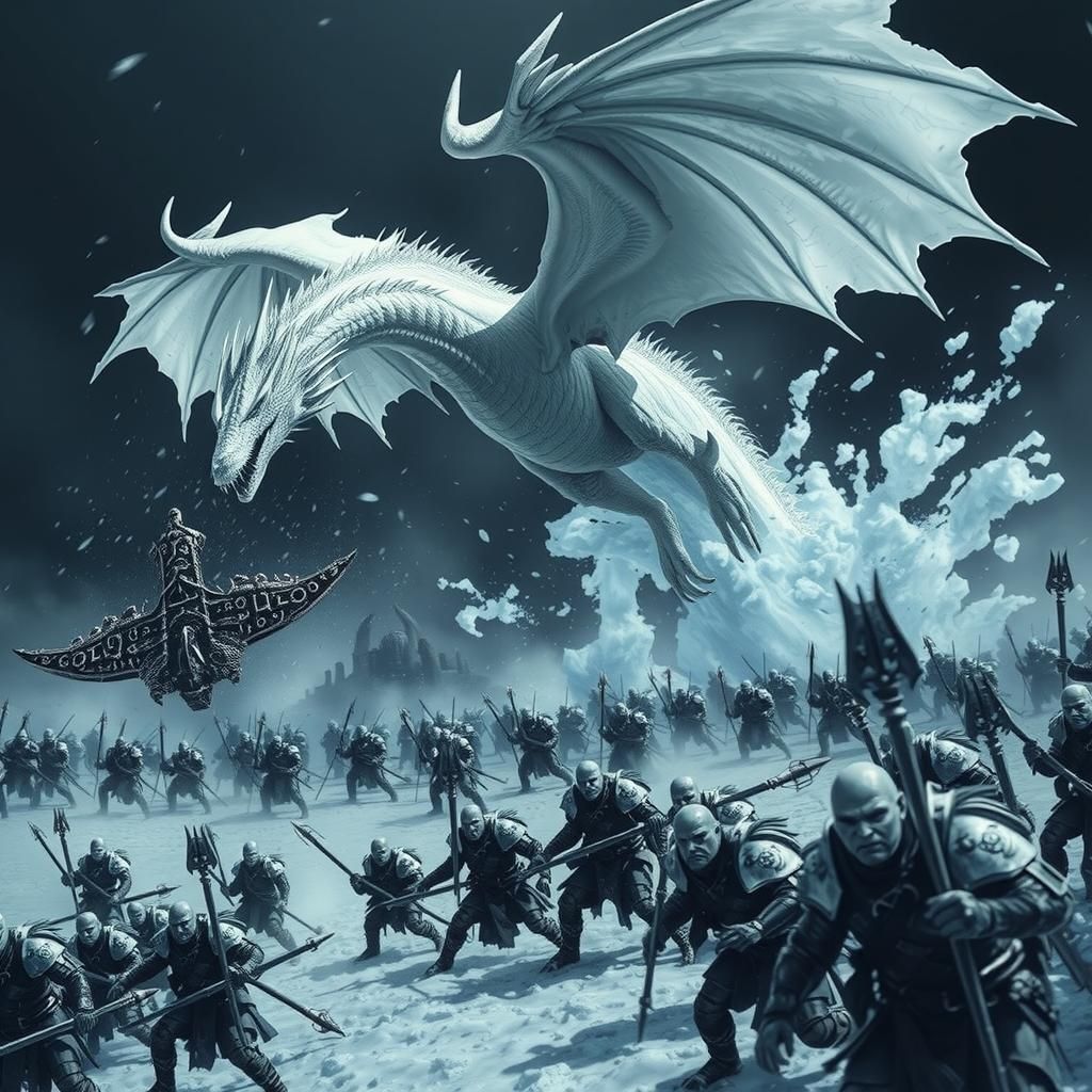 White Dragon's Icy Fury Over Orc Army