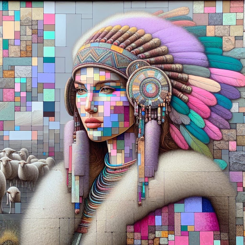 Ancient Princess Portrait in Navajo Pastel Fashion