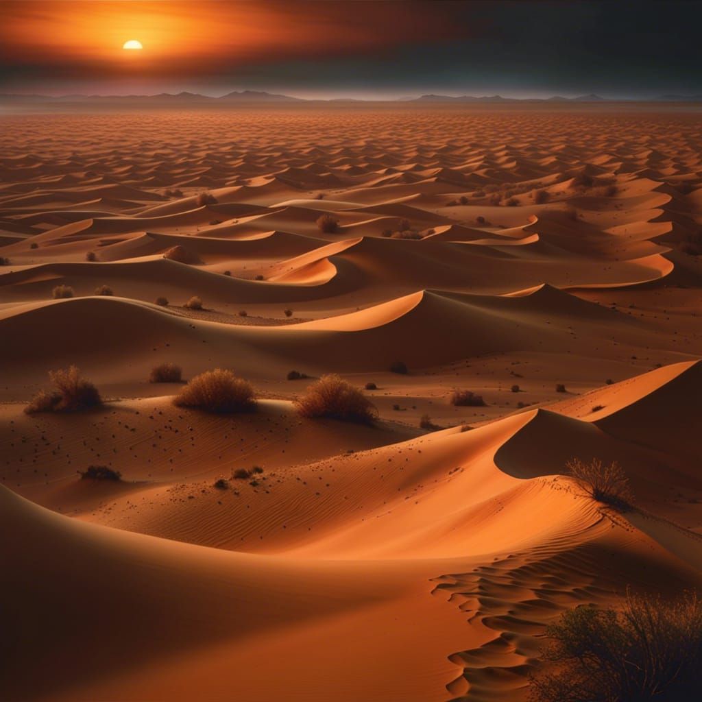 Hyperrealistic Sahara Desert Sunset Photography