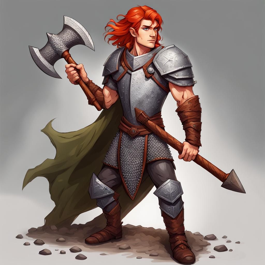 Half-Elf Warrior with War Hammer