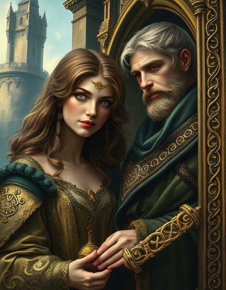 Celtic Fantasy Art Featuring Merlin in Oil Painting Style
