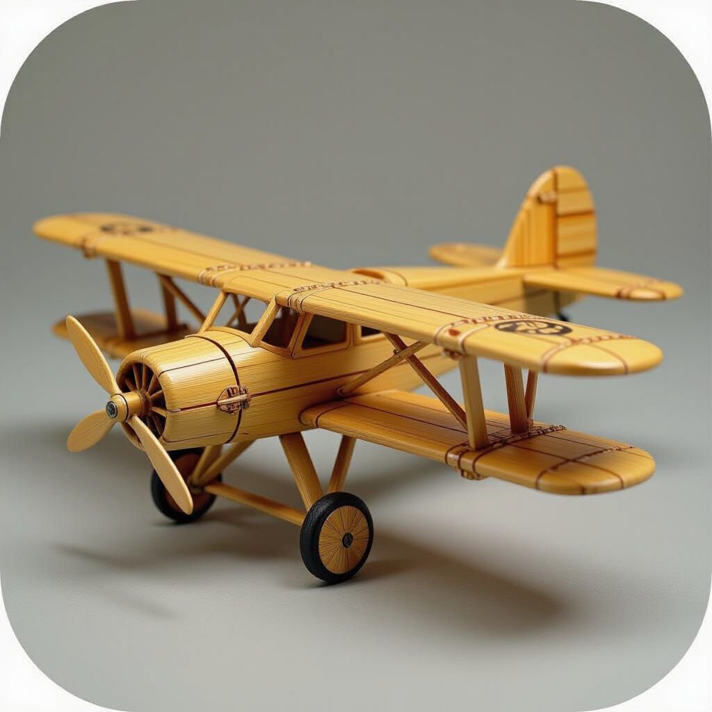 Detailed Bamboo Airplane Sculpture