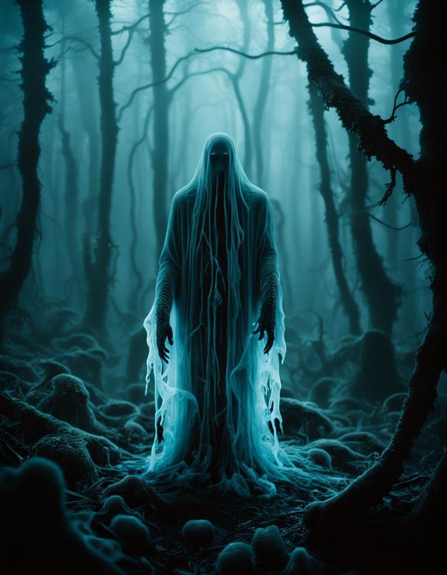 Eldritch Cyan Figure in Dark Fantasy Style