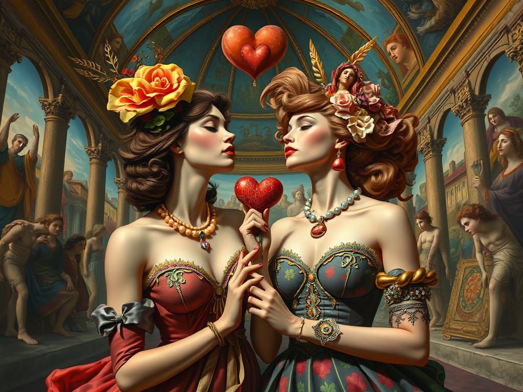 Surreal Women in Vibrant Colors, Comic Book Art