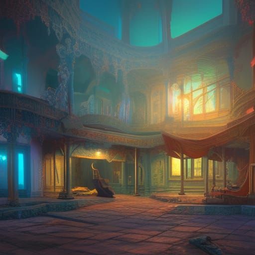 Fantastical Heartbreak Hotel Matte Painting