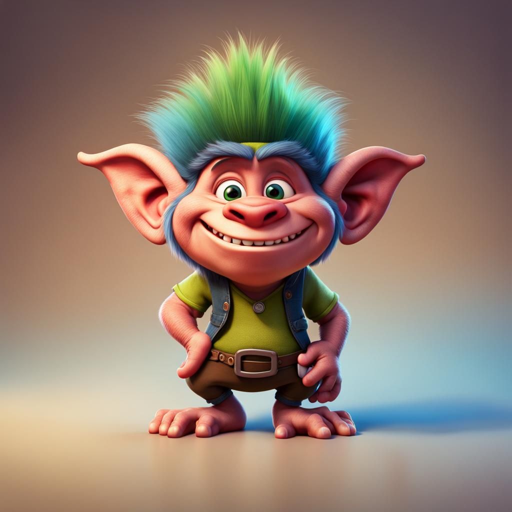 Cross-Eyed Troll Character in 3D Digital Art