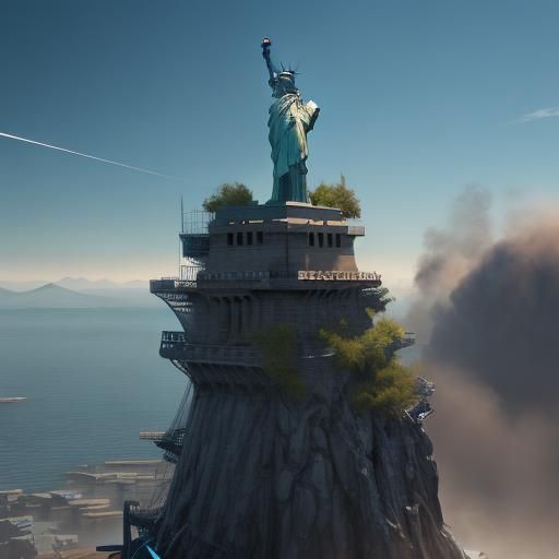 Statue of Liberty as Karate Expert: Detailed Painting