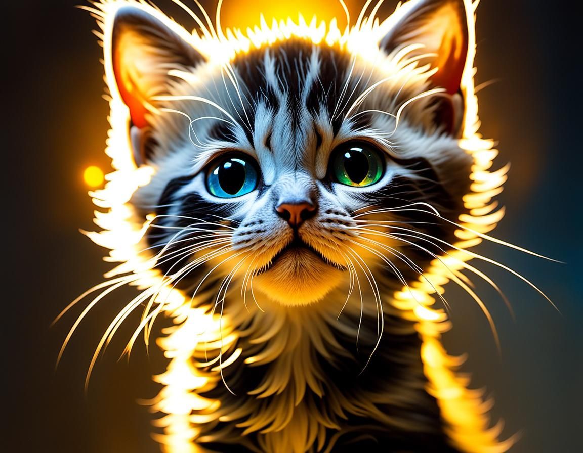 Giant Kitten Over Tiny Boy: A Microportrait