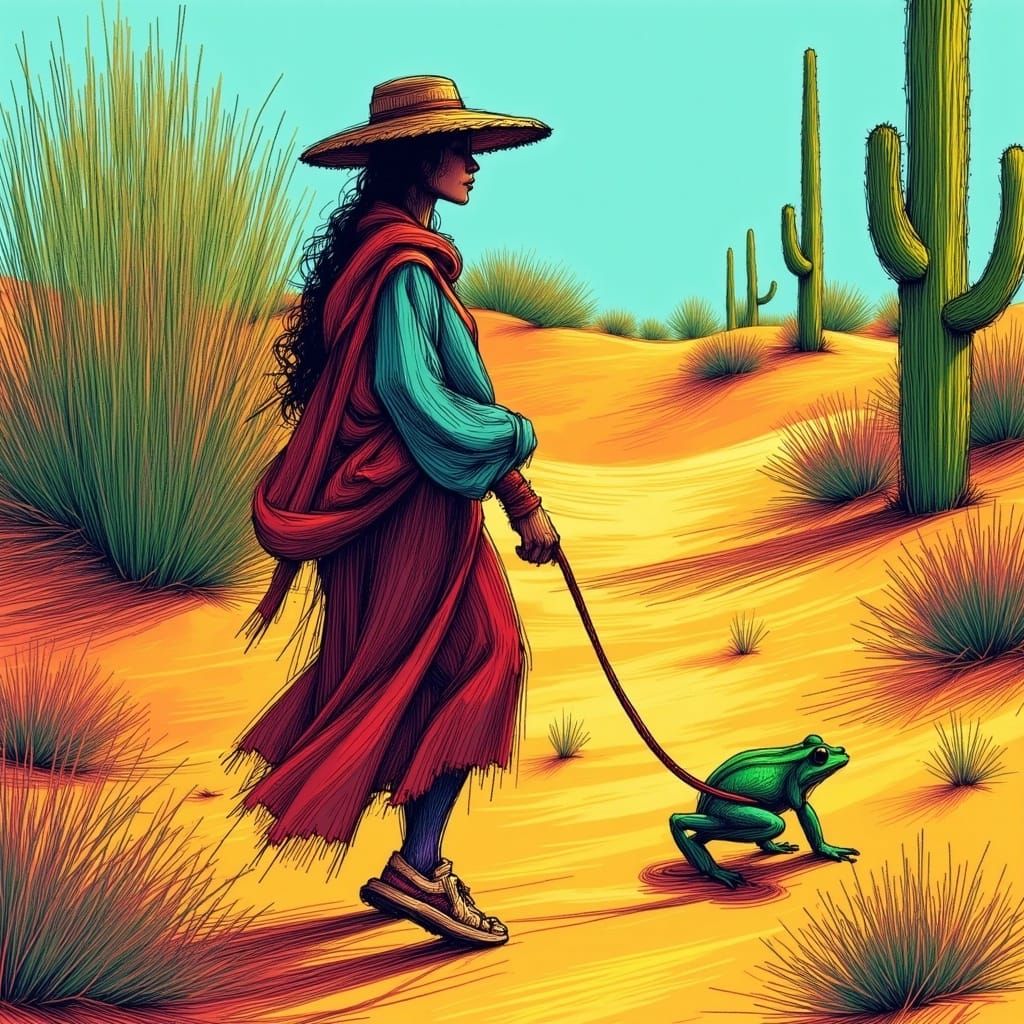 Frog Walker Portrait in Alcohol Ink Style