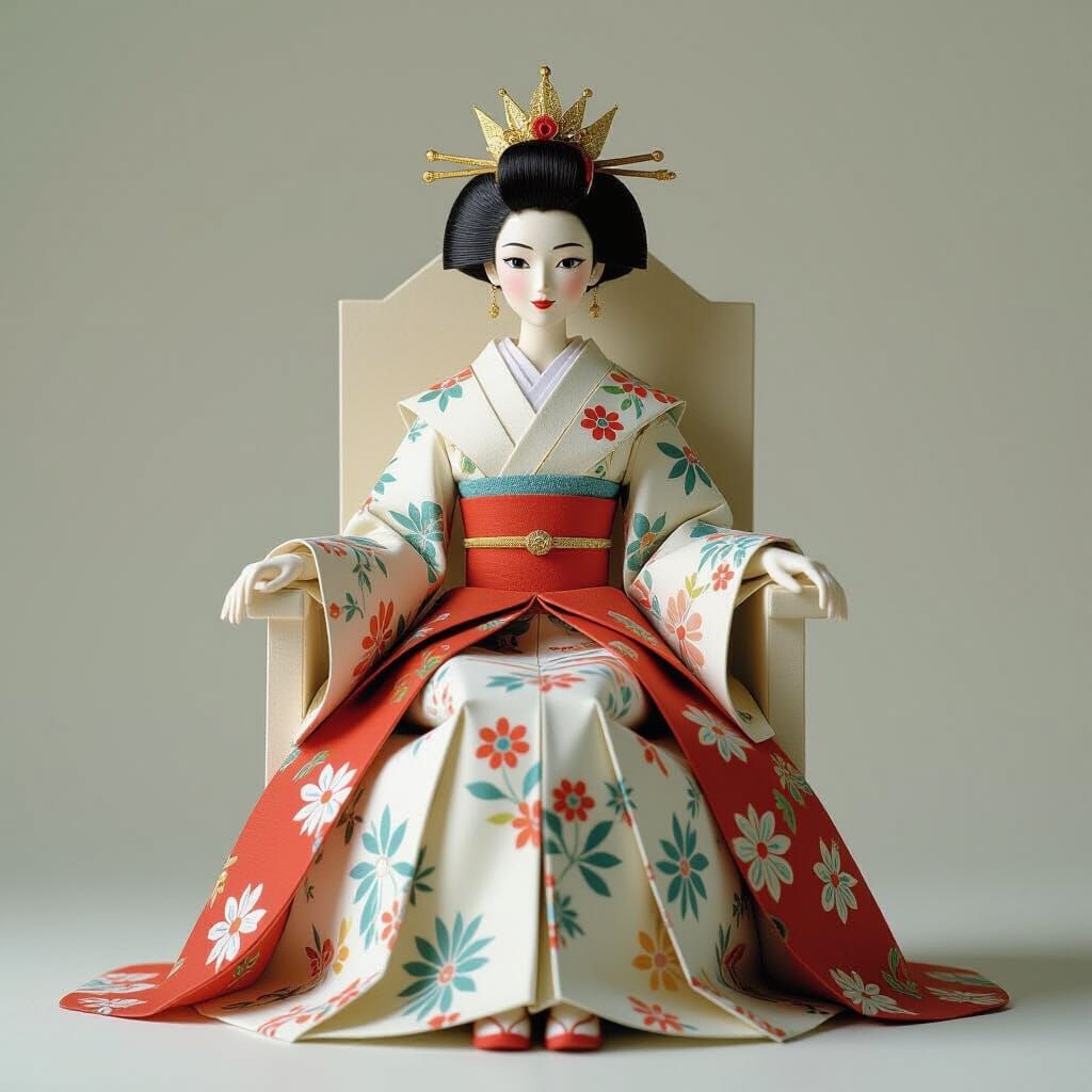 Origami Paper Queen in Anime Style