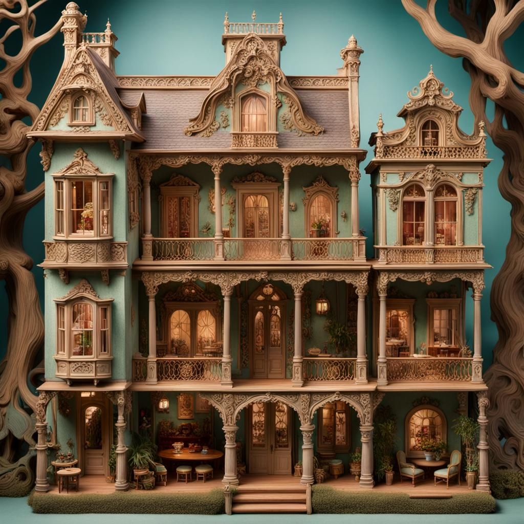 Fantastical Louisiana Dollhouse in Dreamlike Landscape