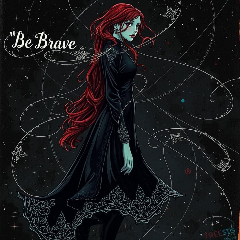 Surreal Young Woman Manifests Whispers of Courage in a Dream...