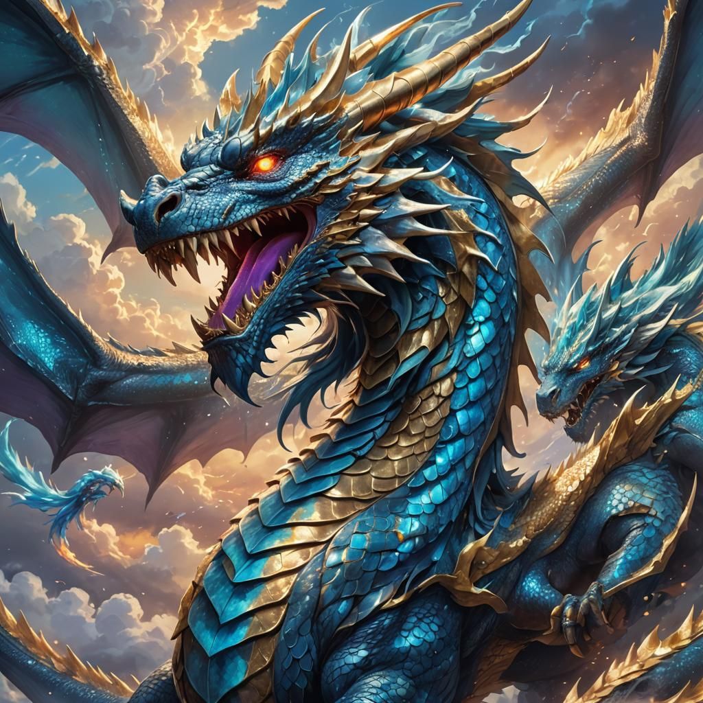 Platinum Dragon Roaring with Divine Authority in Anime Style