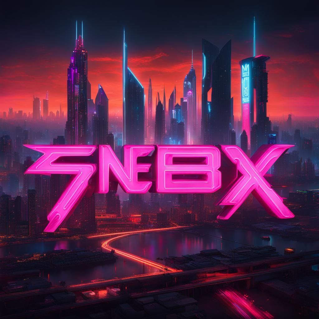 Cyberpunk City Skyline Built into Letters NEX