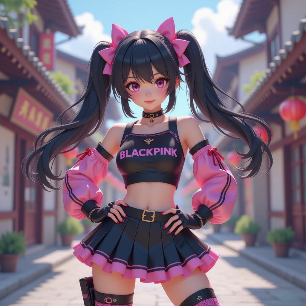Kawaii Anime Girl in BLACKPINK Style