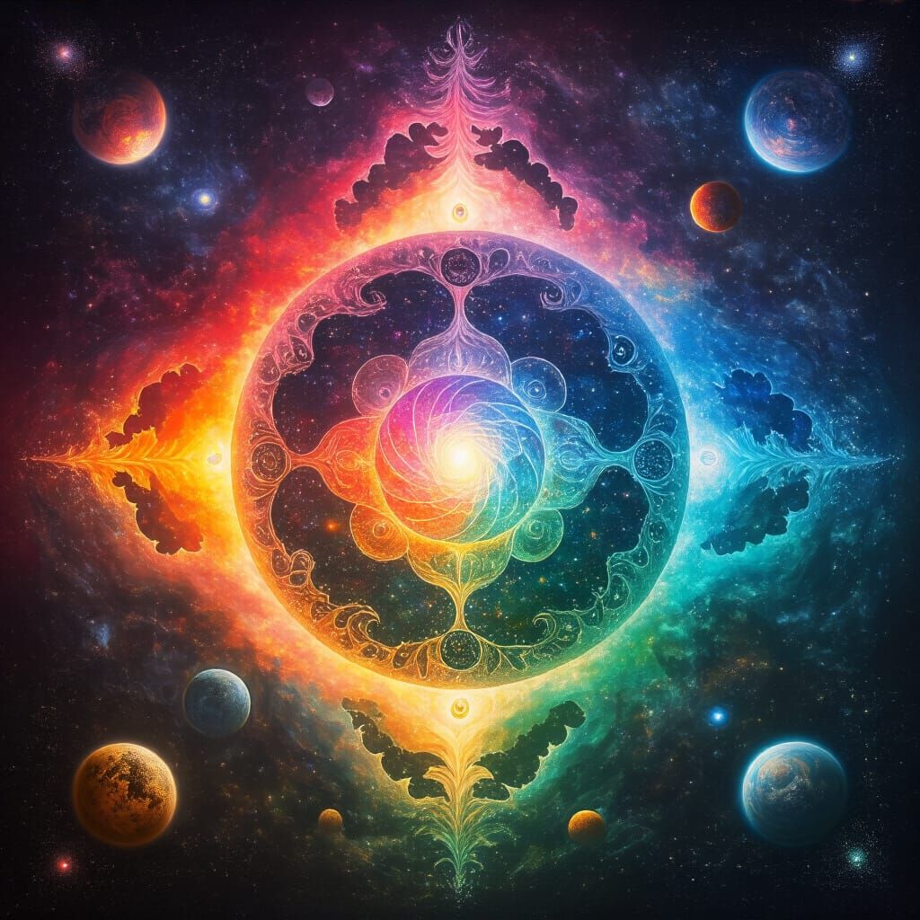 Grimdark Holographic Astral Cosmic Illustration