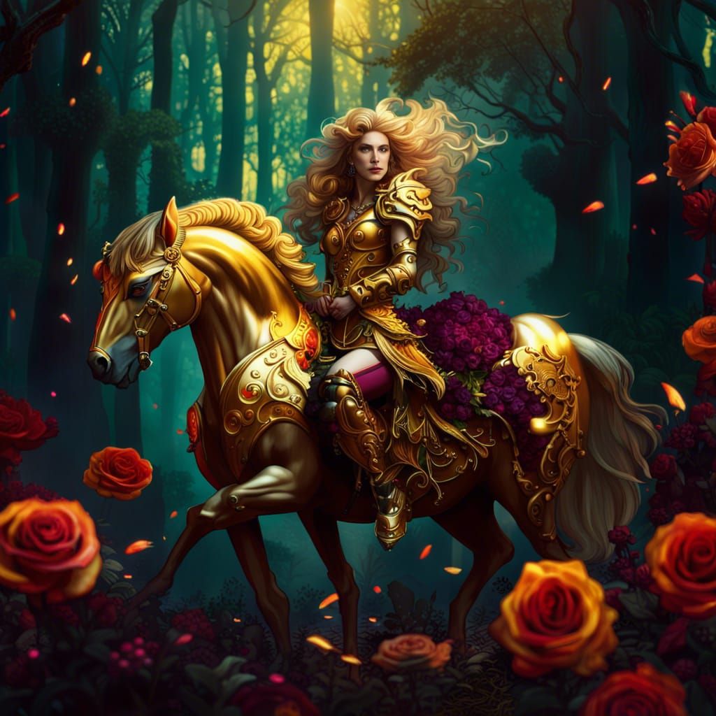 Female Centaur in Elaborate Armor, Fantasy Art