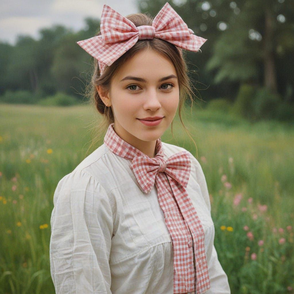 Gingham Print in Impressionist Oil Painting Style