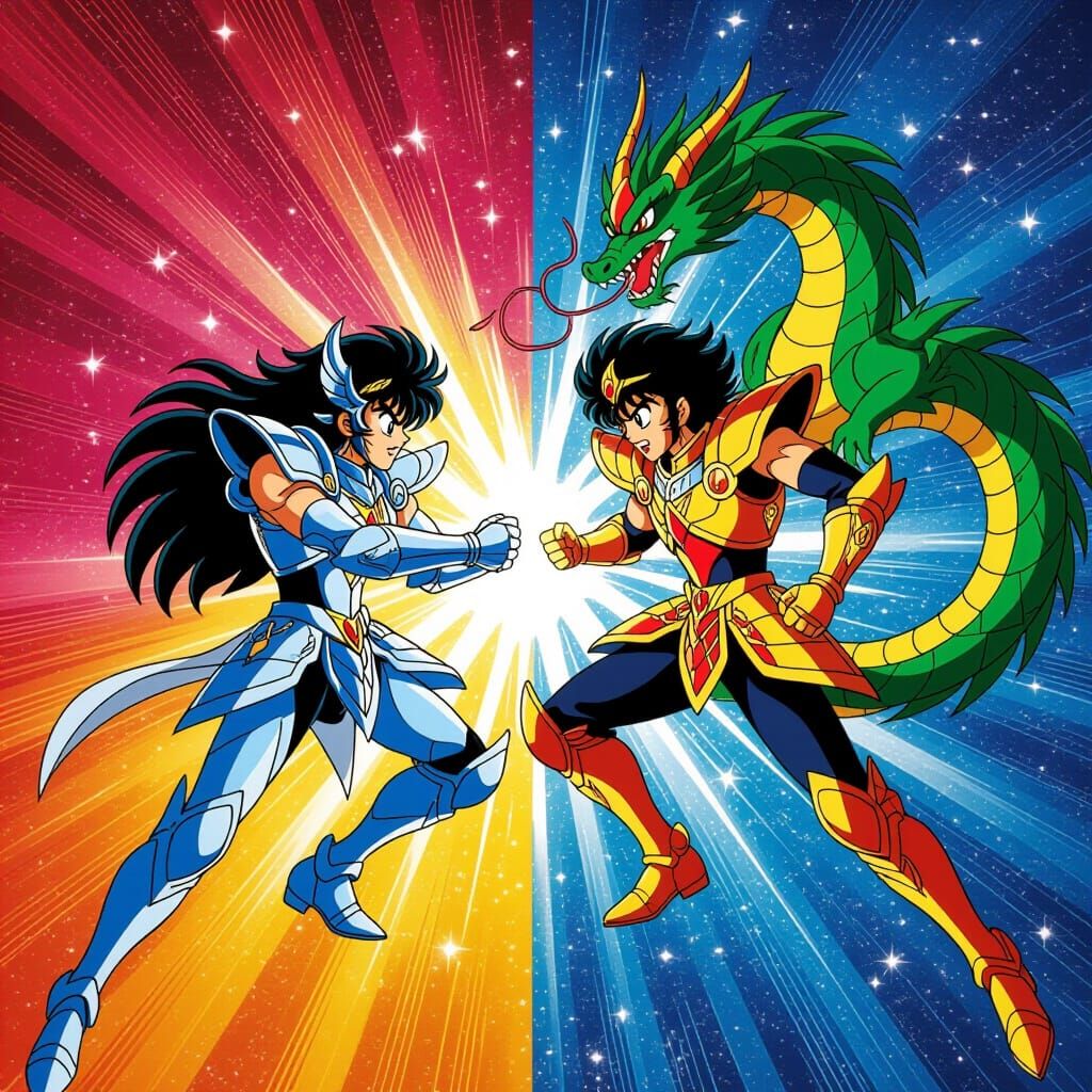 Pegasus Seiya vs Dragon Shiryu: 1987 Anime Battle