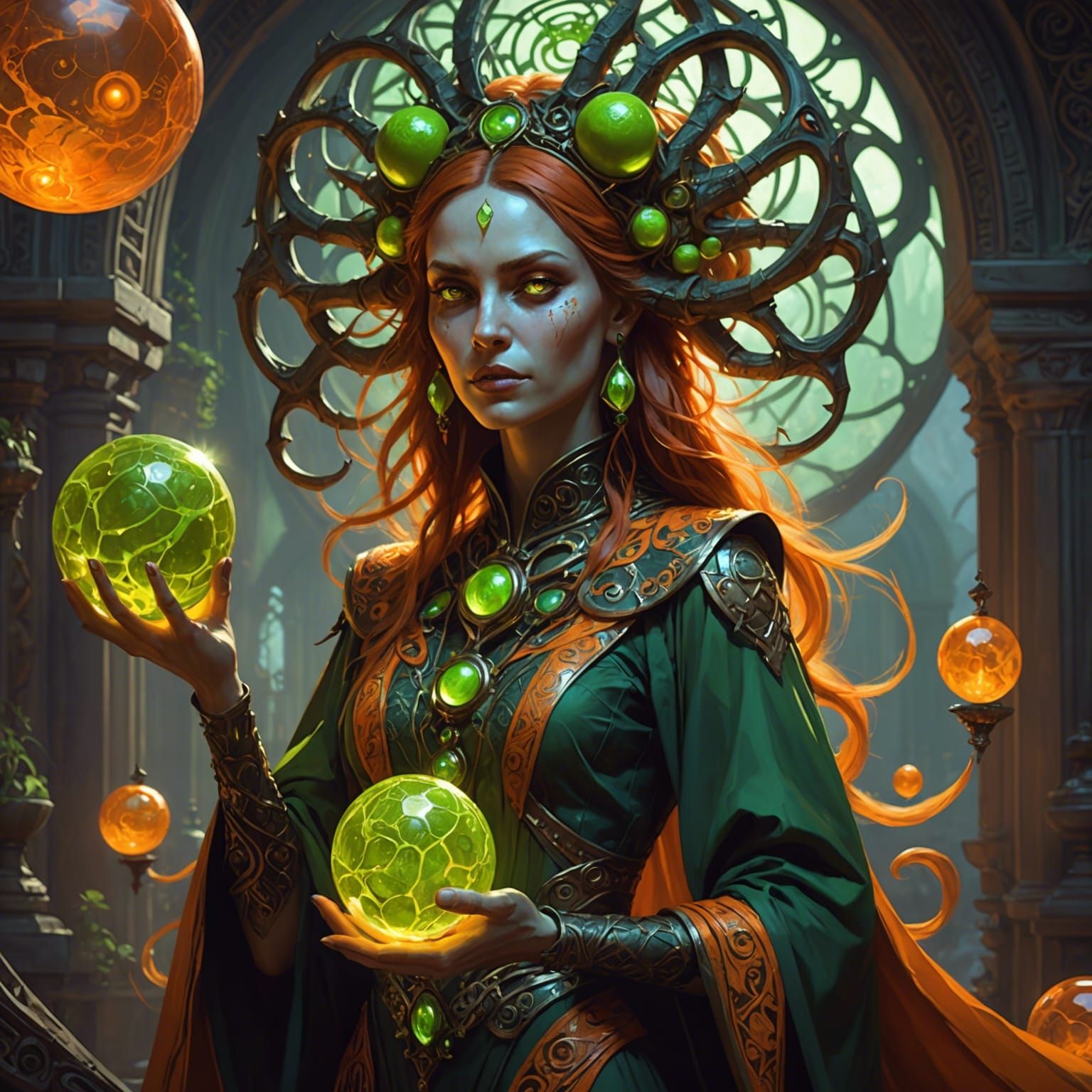 Demonic Being with Orb: Lovecraftian Concept Art