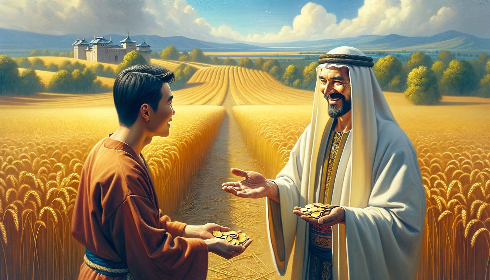 Biblical Servant Receives Grand Reward in Golden Wheat Field...