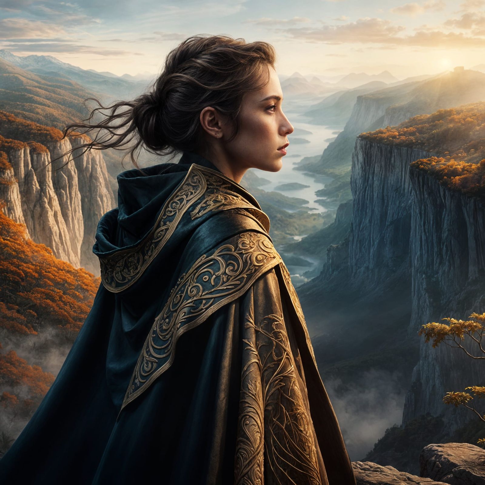 Mysterious Twilight Landscape in Hyperrealistic Style