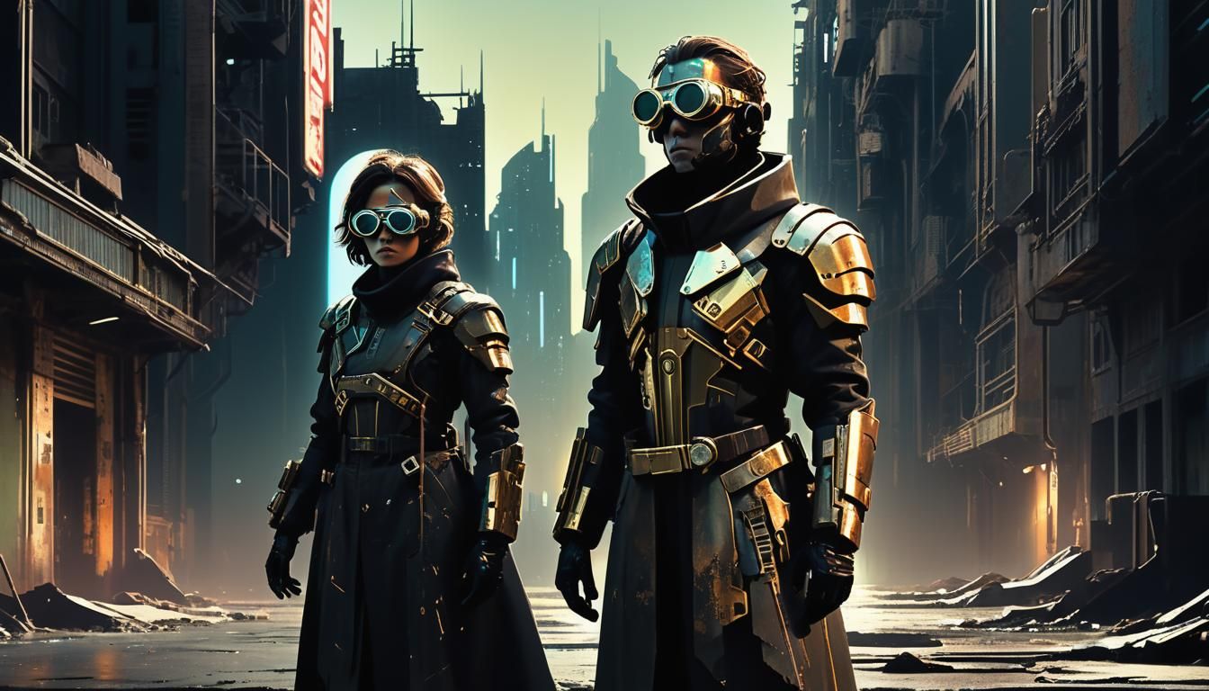 Mysterious Figure in Abandoned Retro-Futuristic City