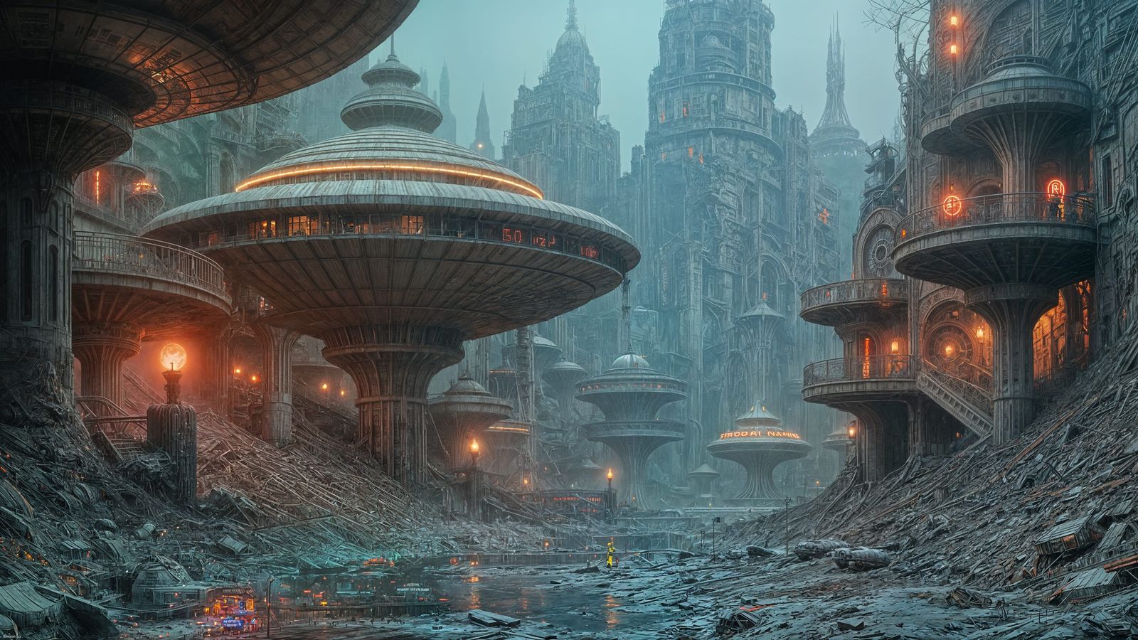 From the open prompt gang:  A surreal, dystopian amusement p...